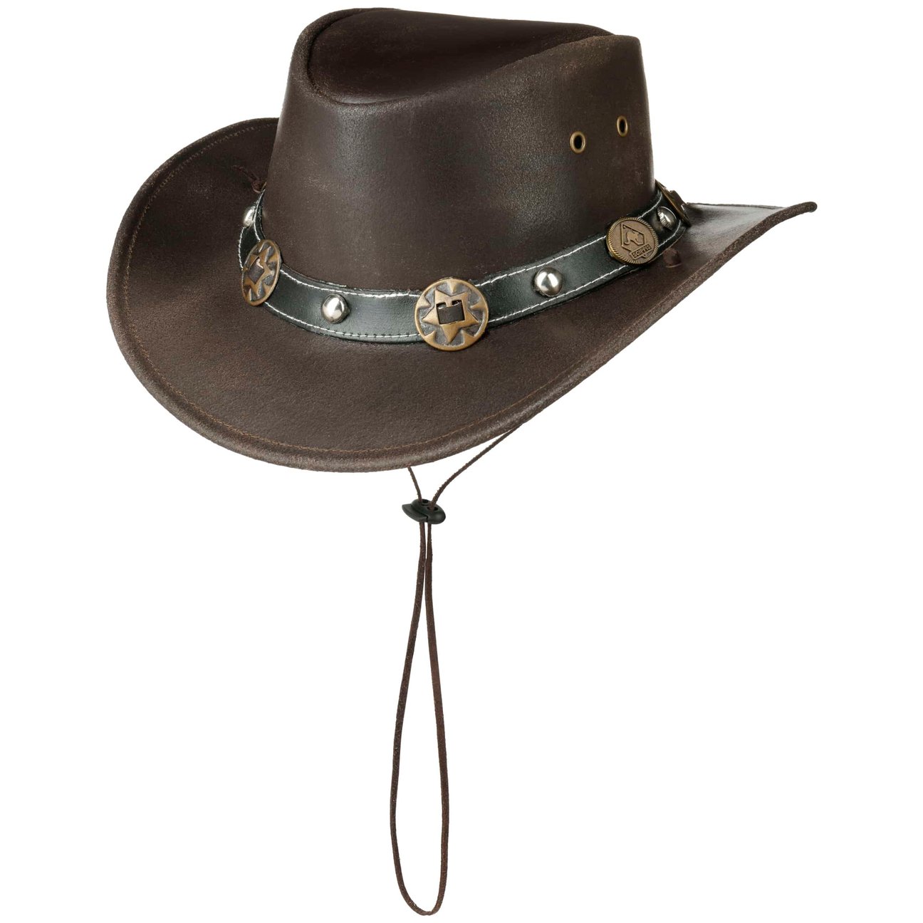Scippis Unisex Brun Concho Läderhatt By