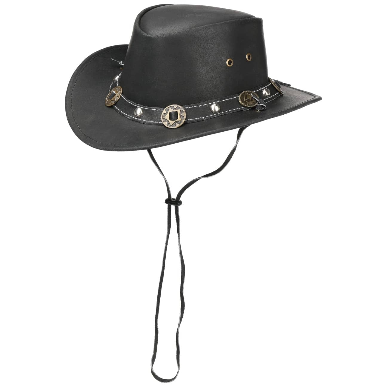 Scippis Unisex Svart Concho Läderhatt By