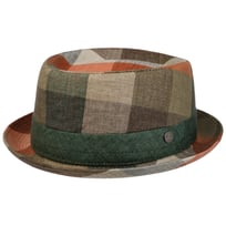 Big Check Pork Pie Linne Hatt by Lierys - 1059,00 kr