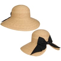 Wide Brim Raffiahatt med Rosett by Loevenich - 929,00 kr